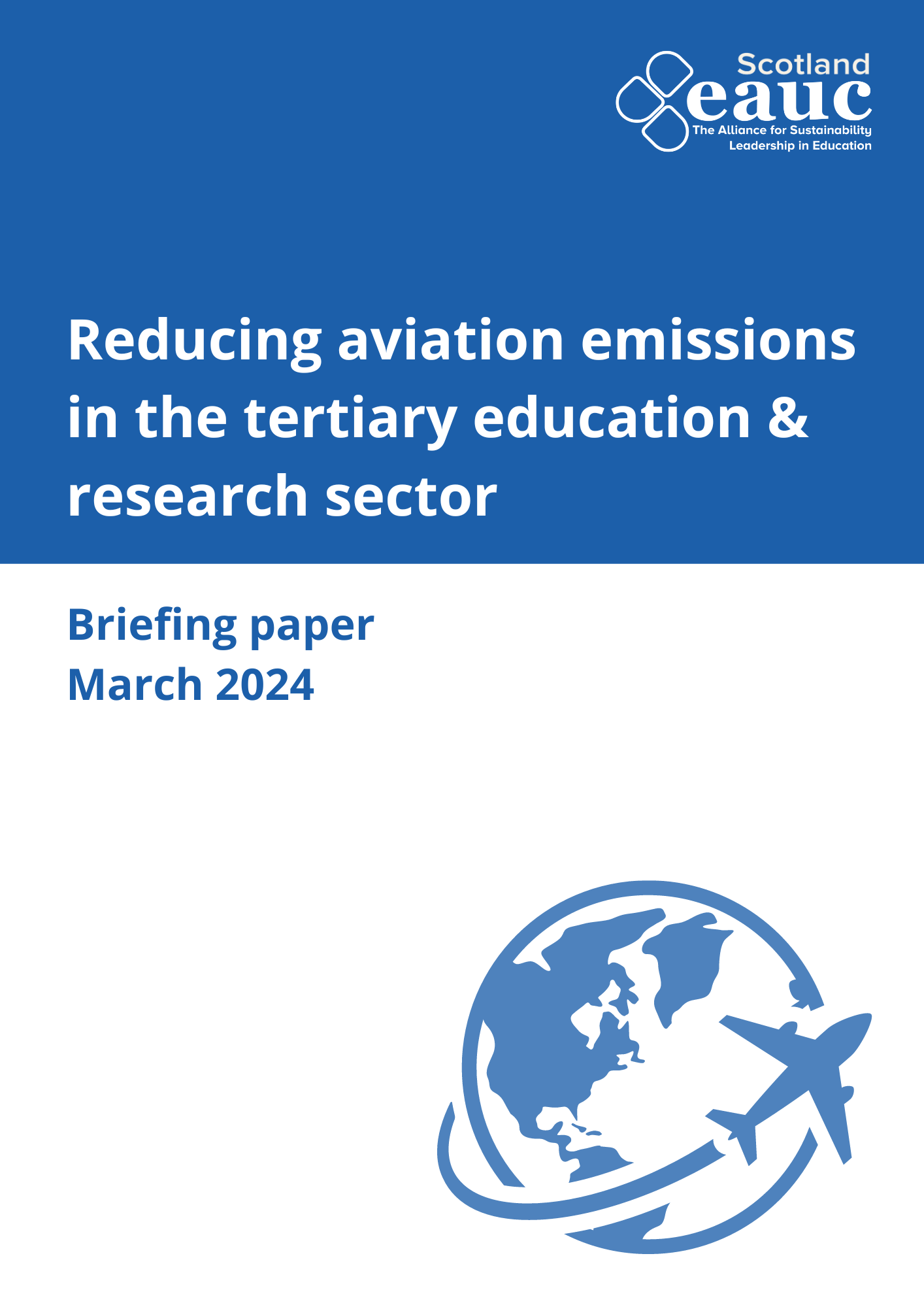 Reducing aviation emissions in the tertiary education and research sector briefing paper cover page.